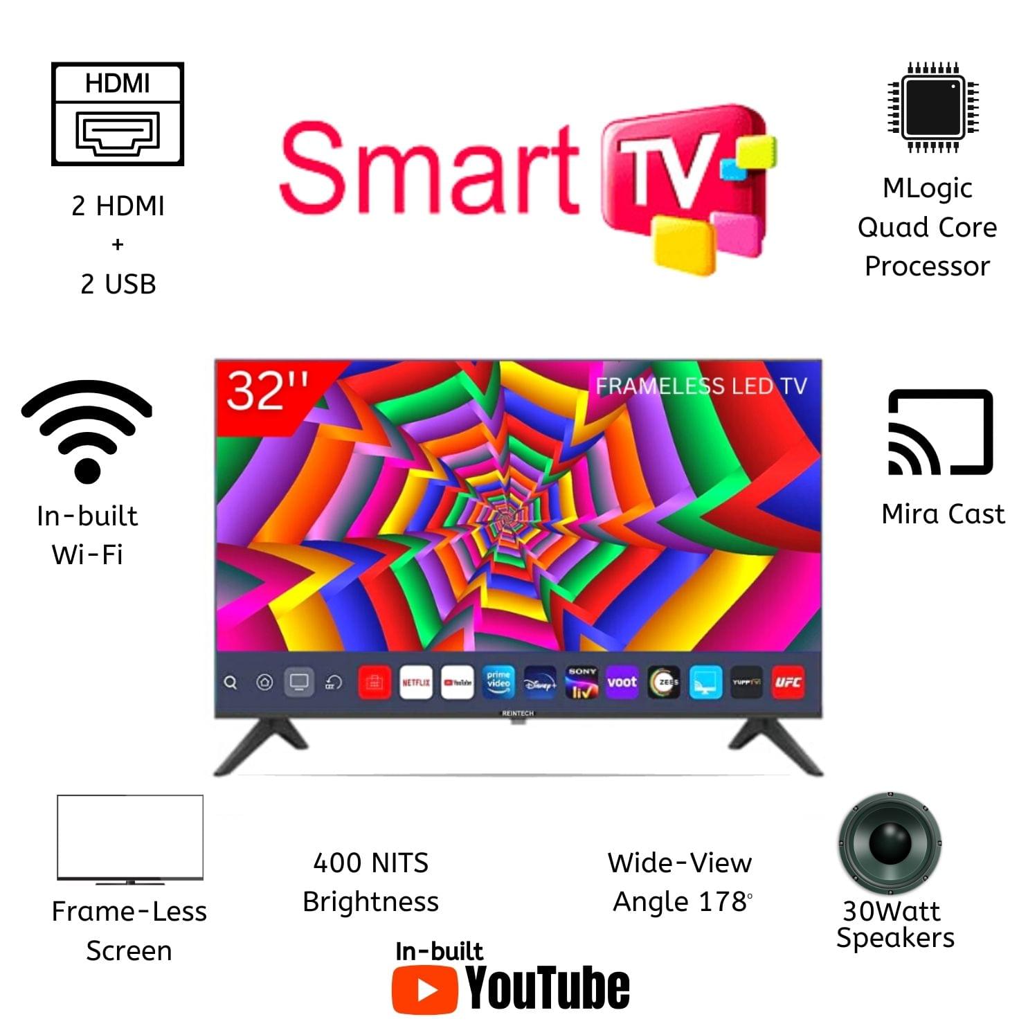 Reintech 80cm [32 Inches] Smart Full HD LED TV [RT32HSB04] Classic, BT & Voice Remote. - Image 2